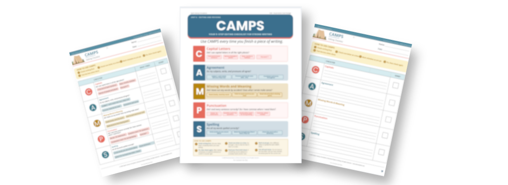 The CAMPS editing organizer, anchor chart and differentiated versions