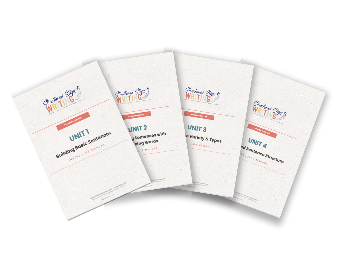 The four Foundations instructor manuals, Units 1 to 4, fanned out